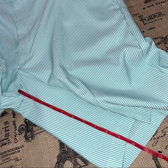 Haggar NWT! Seersucker Cool18 Turquoise/White Striped Short Size 38W - Picture 12 of 12